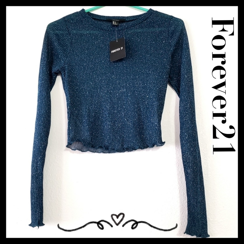 $  (3/$15) Forever21:Size:M/Blue Sheer Top with Silver Specs